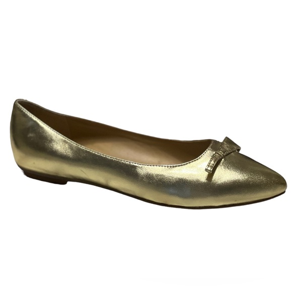 Trotters Shoes - New Trotters Erica Flat Metallic Gold Bow Detailing Pointed toe slip on Sz 10N